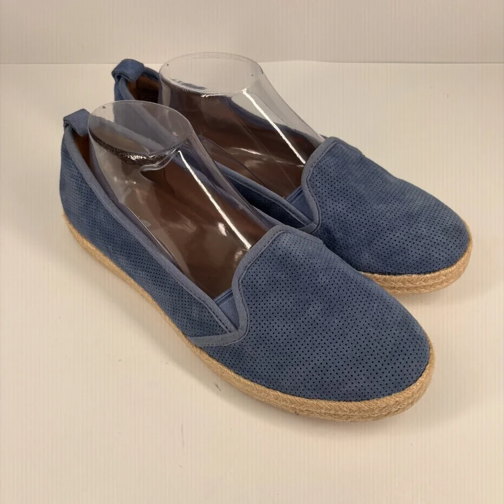 Clarks Azella Major Women's 11M Blue Suede‎ Perforated Espadrille Slip-On Flats